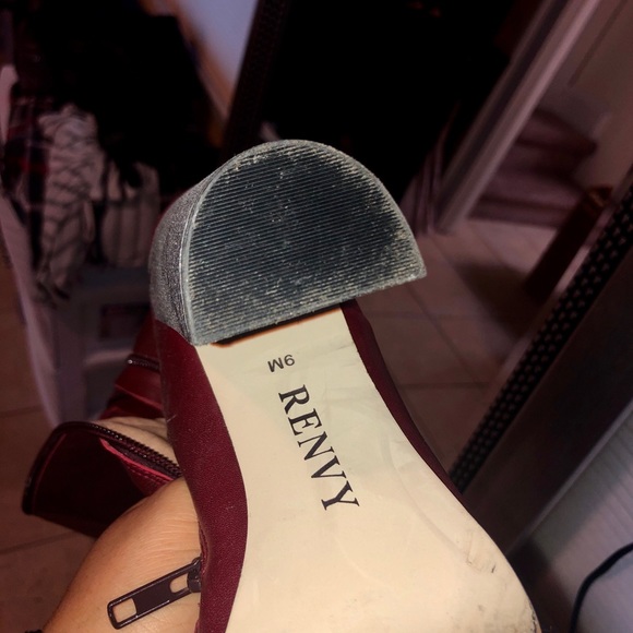 Renvy tall boots - Burgundy. Block heel pointy - Picture 7 of 7